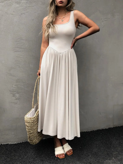 Hazel Blues® |  Sleeveless Midi Dress with Gathered Waist