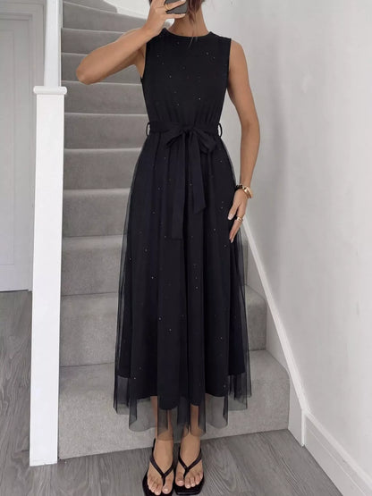 Hazel Blues® |  Glitter Sleeveless Tulle Midi Dress