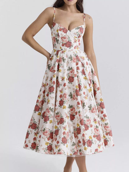 Hazel Blues® |  Sweetheart Neck A-Line Midi Dress