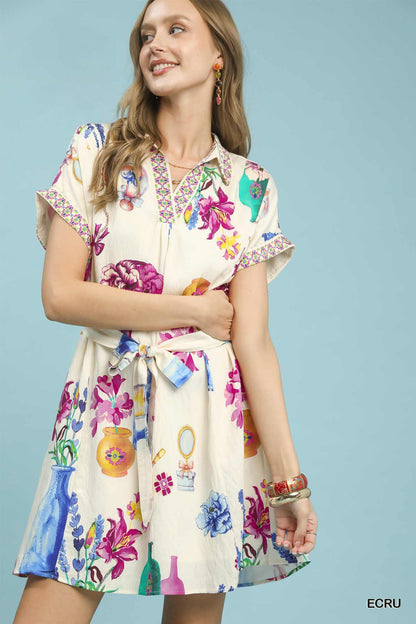 Hazel Blues® |  Umgee Floral Print Mini Dress with Belt