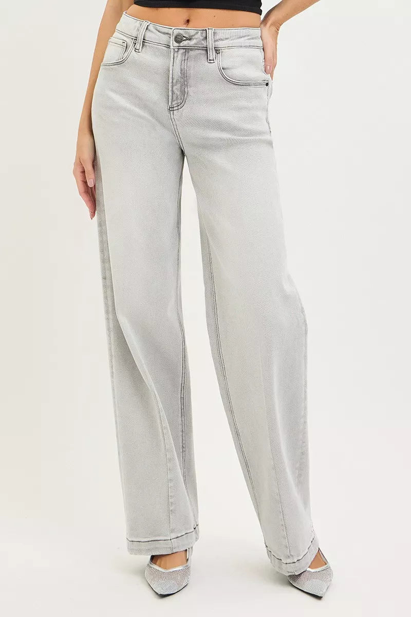 Hazel Blues® |  RISEN Slouchy Baggy Jeans with Contrast Stitching