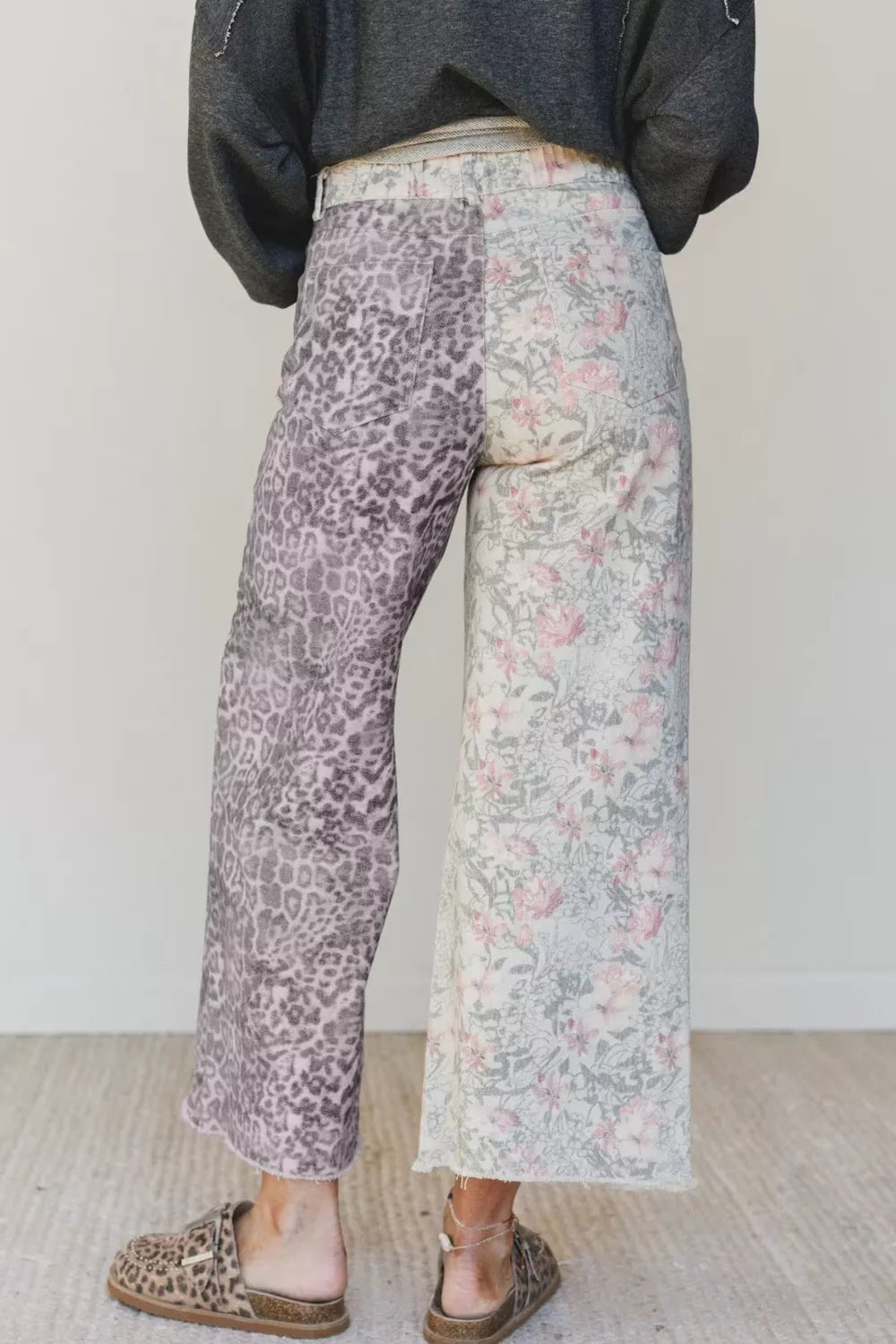 Hazel Blues® |  Wild Side Jeans | Leopard Floral Wide Leg Jeans