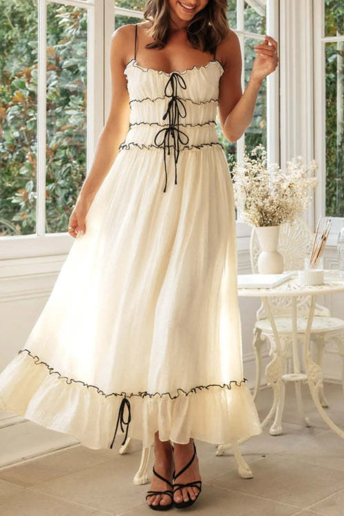 Hazel Blues® |  Frill Tied Front Midi Cami Dress