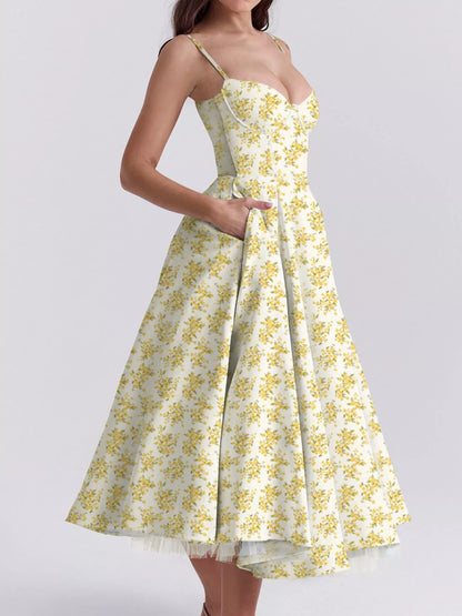 Hazel Blues® |  Sweetheart Neck A-Line Midi Dress