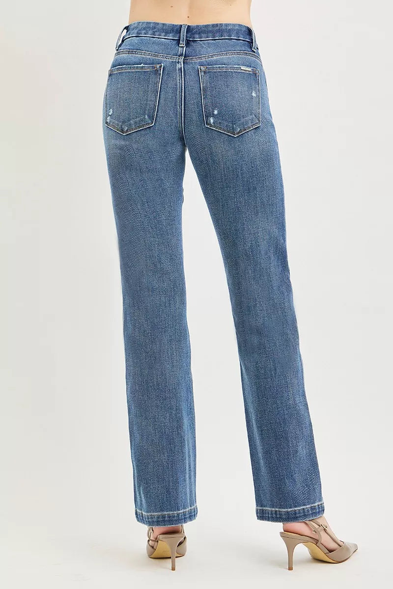 Hazel Blues® |  RISEN Tummy Control 4way Stretch Mid Rise Straight Crease Line