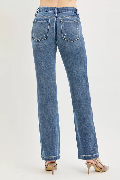 Hazel Blues® |  RISEN Tummy Control 4way Stretch Mid Rise Straight Crease Line