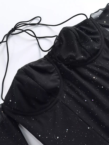 Hazel Blues® |  Glitter Mini Dress with Sleeves