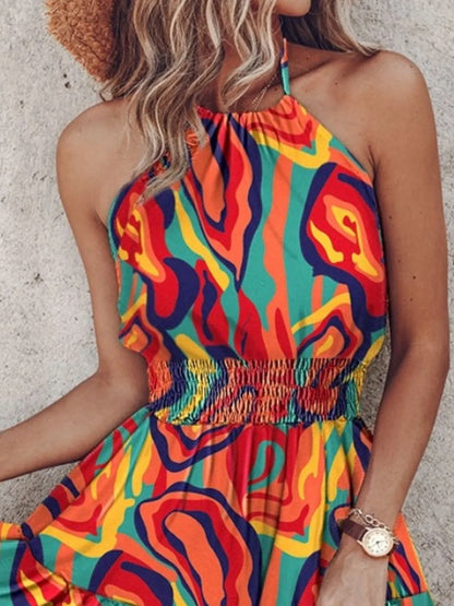 Hazel Blues® |  Paisley Print Halter Neck Mini Dress