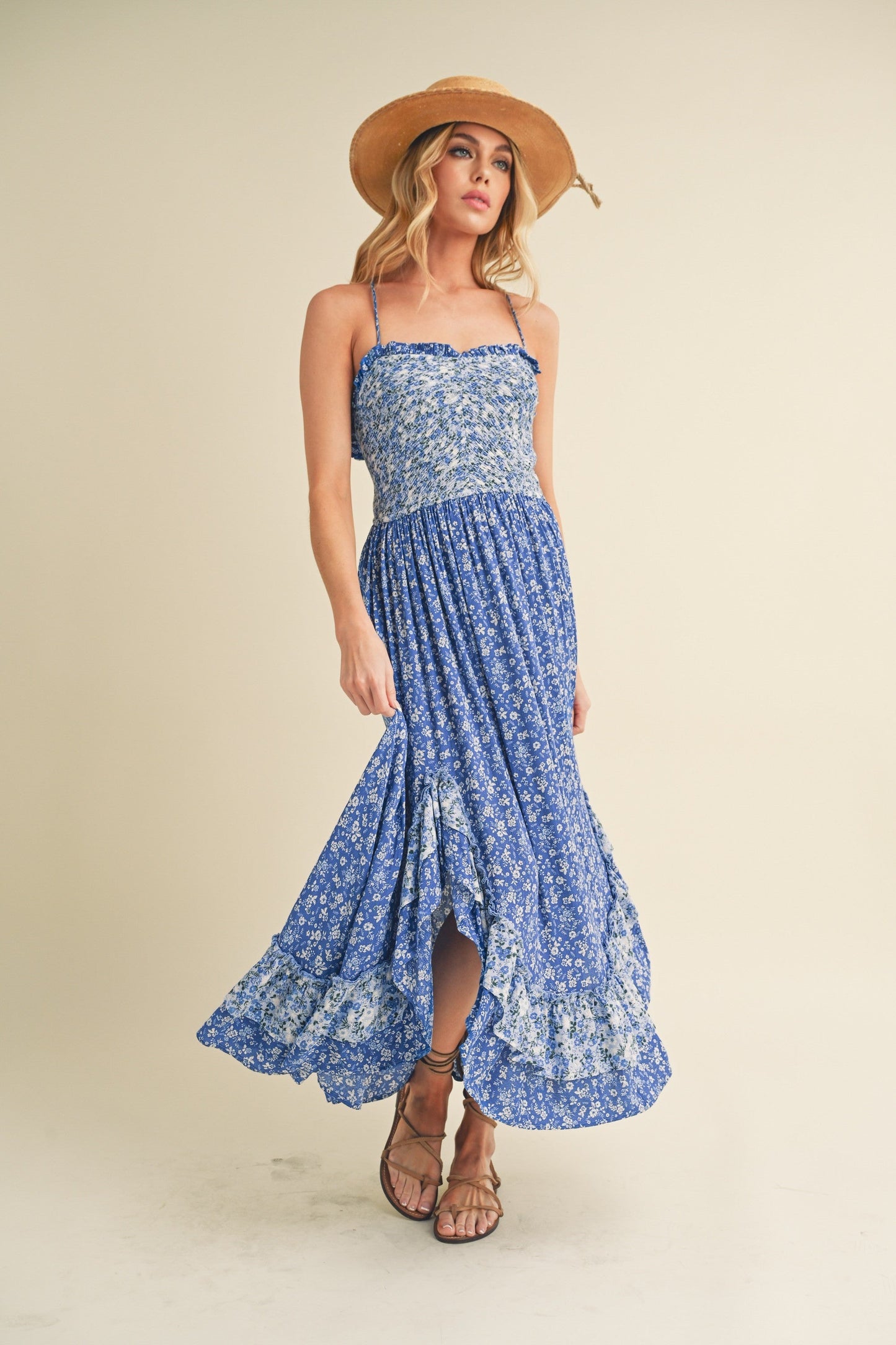 Hazel Blues® |  Aemi + Co Ditsy Floral Ruffled Hem Maxi Cami Dress