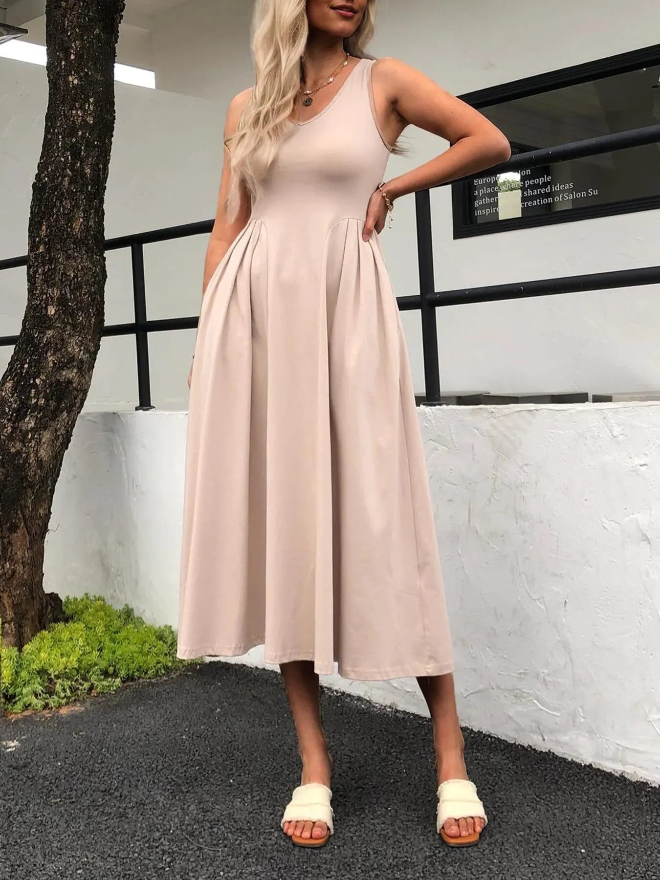 Hazel Blues® |  V-Neck Midi Tank Dress