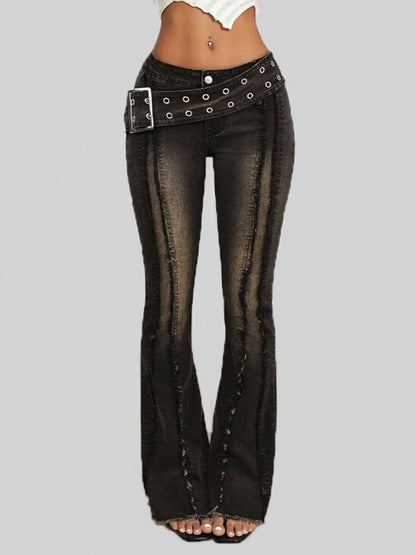 Hazel Blues® |  Belted High Waist Flare Jeans