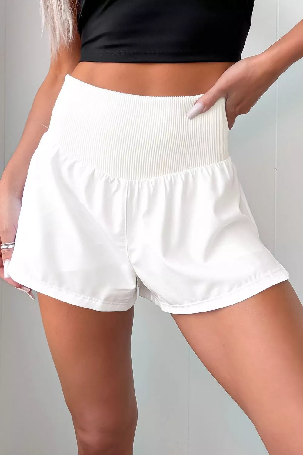Hazel Blues® |  High Waist Ribbed Waistband Shorts