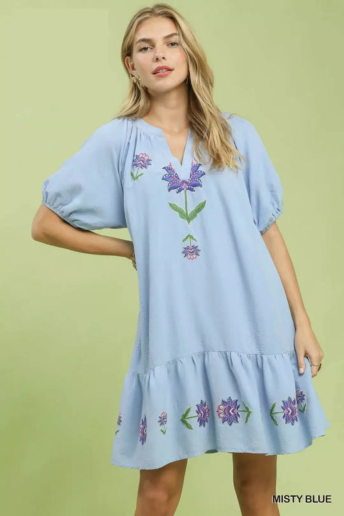 Hazel Blues® |  Umgee Embroidered Floral Babydoll Dress