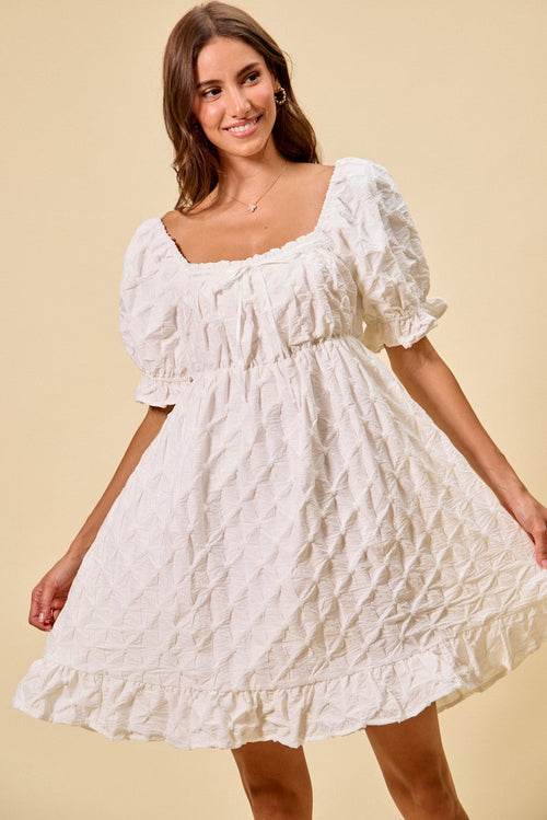 Hazel Blues® |  SO ME Texture Woven Ruching On Bust Mini Dress