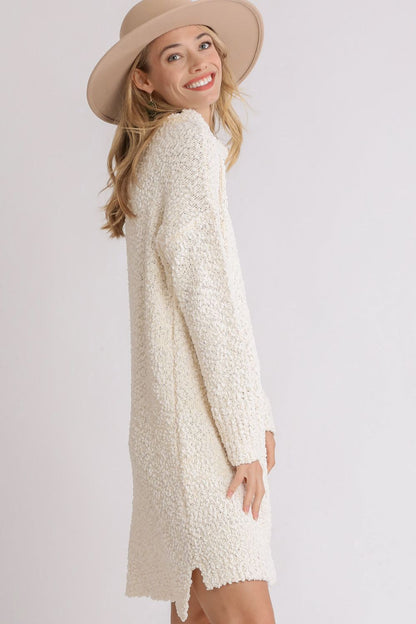 Hazel Blues® | Umgee High Low Long Sleeve Boucle Sweater Dress