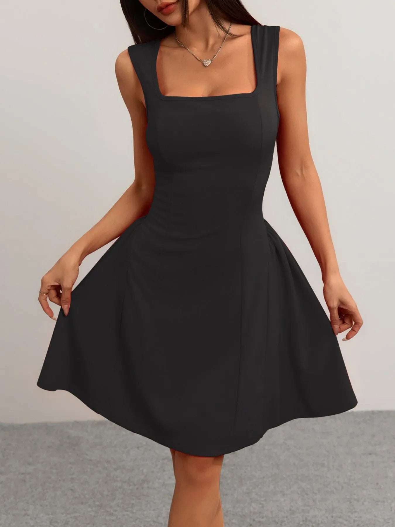 Hazel Blues® |  Square Neck Sleeveless Mini Dress