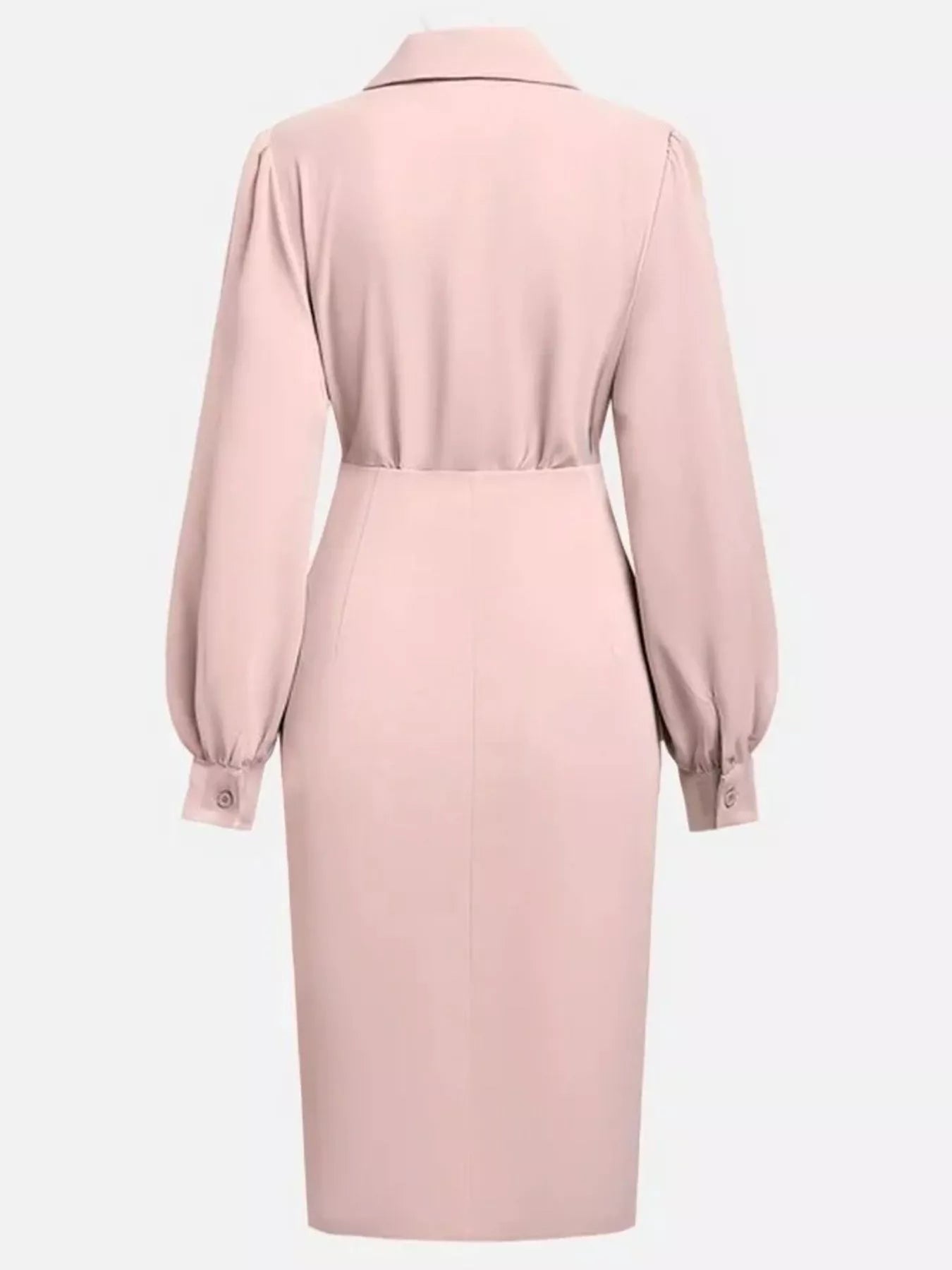 Hazel Blues® |  Ruched Midi Shirt Dress with Side Slit