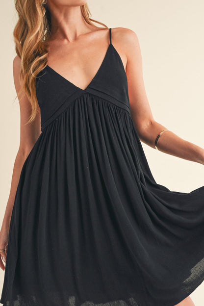 Hazel Blues® |  Aemi + Co Ruched Plunge Mini Cami Dress