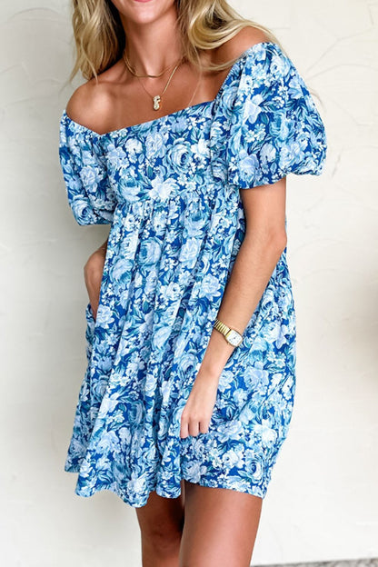 Hazel Blues® |  Floral Puff Sleeve Babydoll Mini Dress