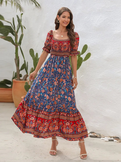 Hazel Blues® |  Floral Flounce Sleeve Midi Dress