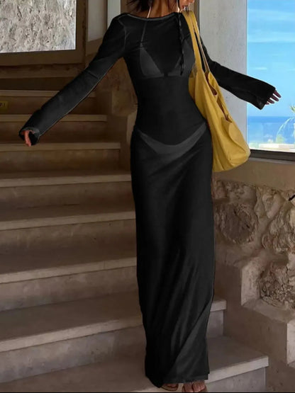 Hazel Blues® | Backless Long Sleeve Maxi Cover-Up