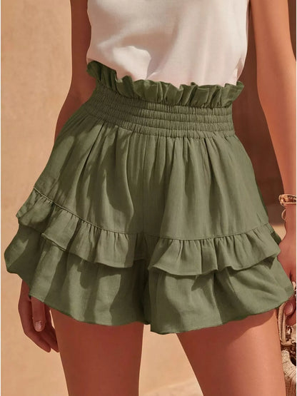 Hazel Blues® | Ruffled High-Waisted Shorts
