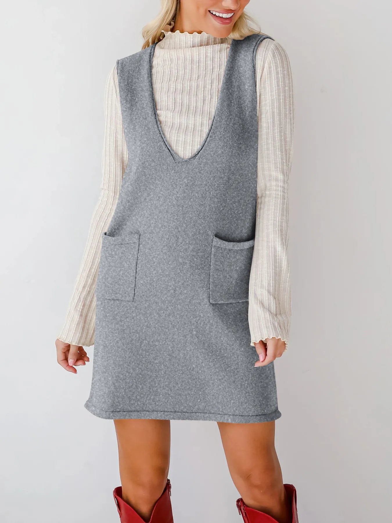 Hazel Blues® |  Sleeveless Knit Dress with Pockets