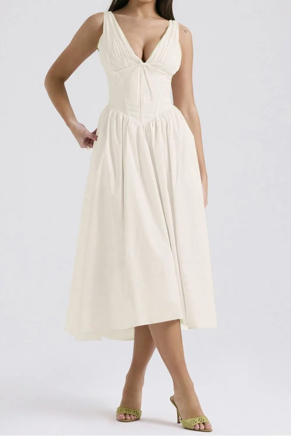 Hazel Blues® |  Ruched V-Neck Sleeveless Dress with Pockets