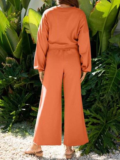 Hazel Blues® |  Round Neck Long Sleeve Top and Pants Set
