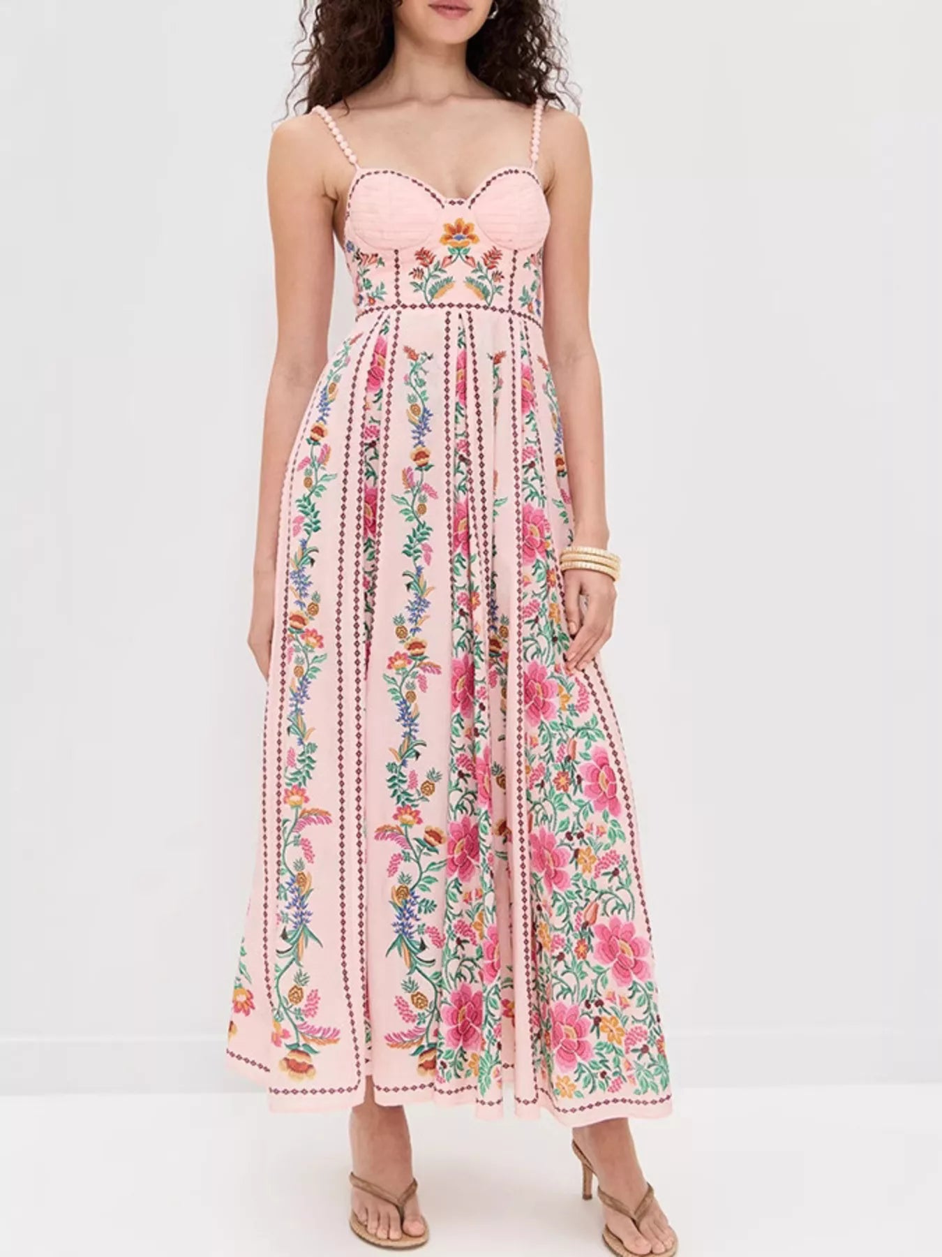 Hazel Blues® |  Floral Print Sweetheart Neck Dress