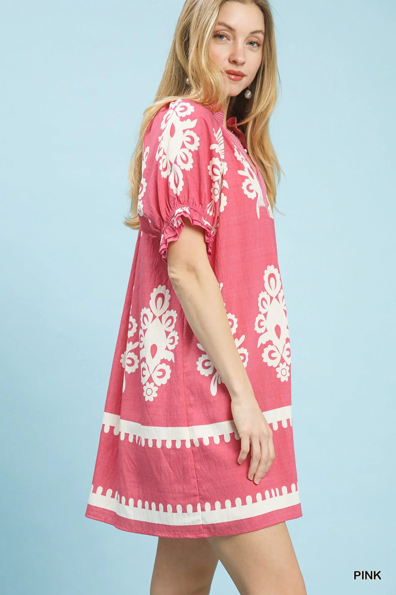 Hazel Blues® |  Umgee Two Tone Border Print Mini Dress