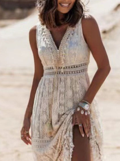 Hazel Blues® |  Lace V-Neck Sleeveless Maxi Dress