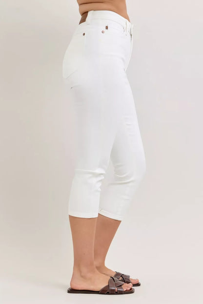 Hazel Blues® |  Judy Blue High Waist Extended Waistband Capri Pants with Spade Pockets