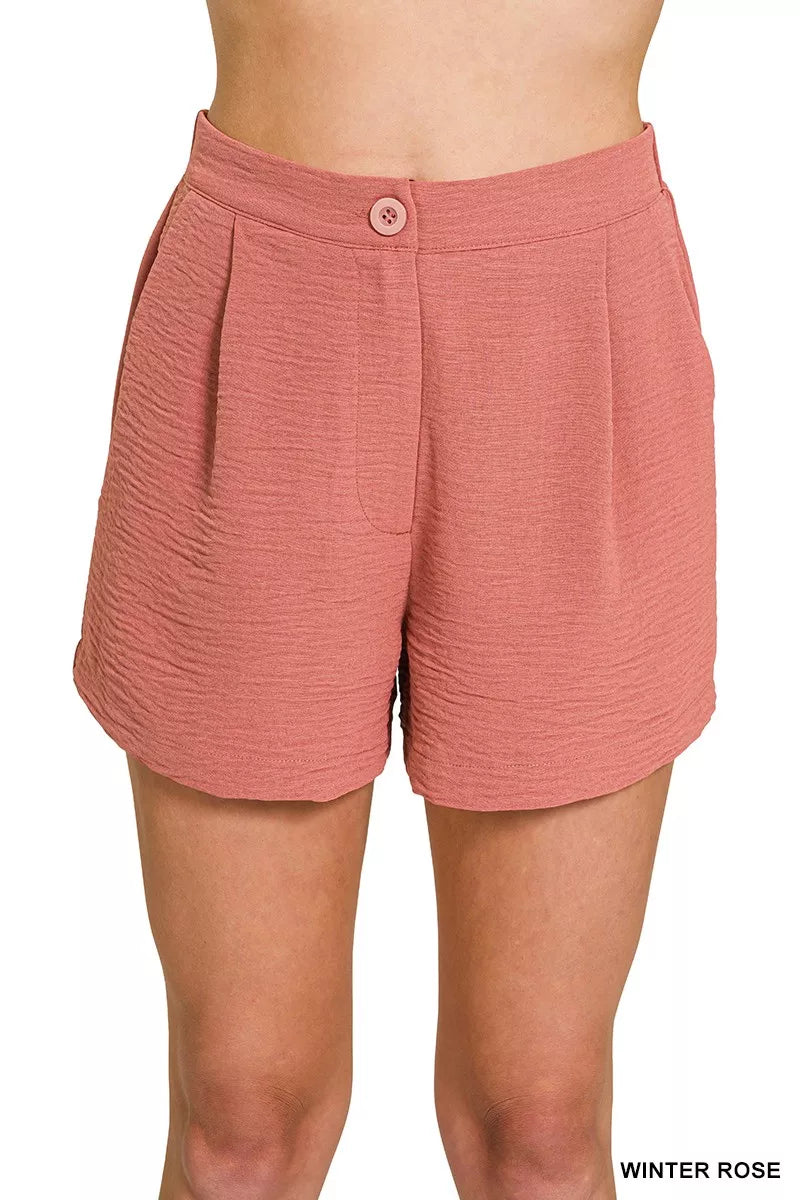 Hazel Blues® |  Zenana Woven Airflow Back Elastic Waist Shorts