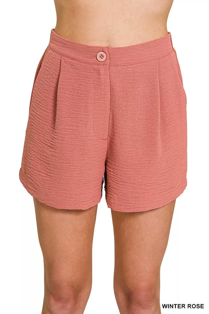 Hazel Blues® |  Zenana Woven Airflow Back Elastic Waist Shorts