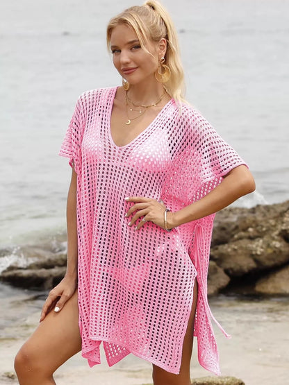 Hazel Blues® | Openwork V-Neck Slit Cover-Up