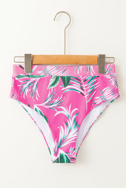 Hazel Blues® | Rose Tropical Print Textured Bikini Bottoms