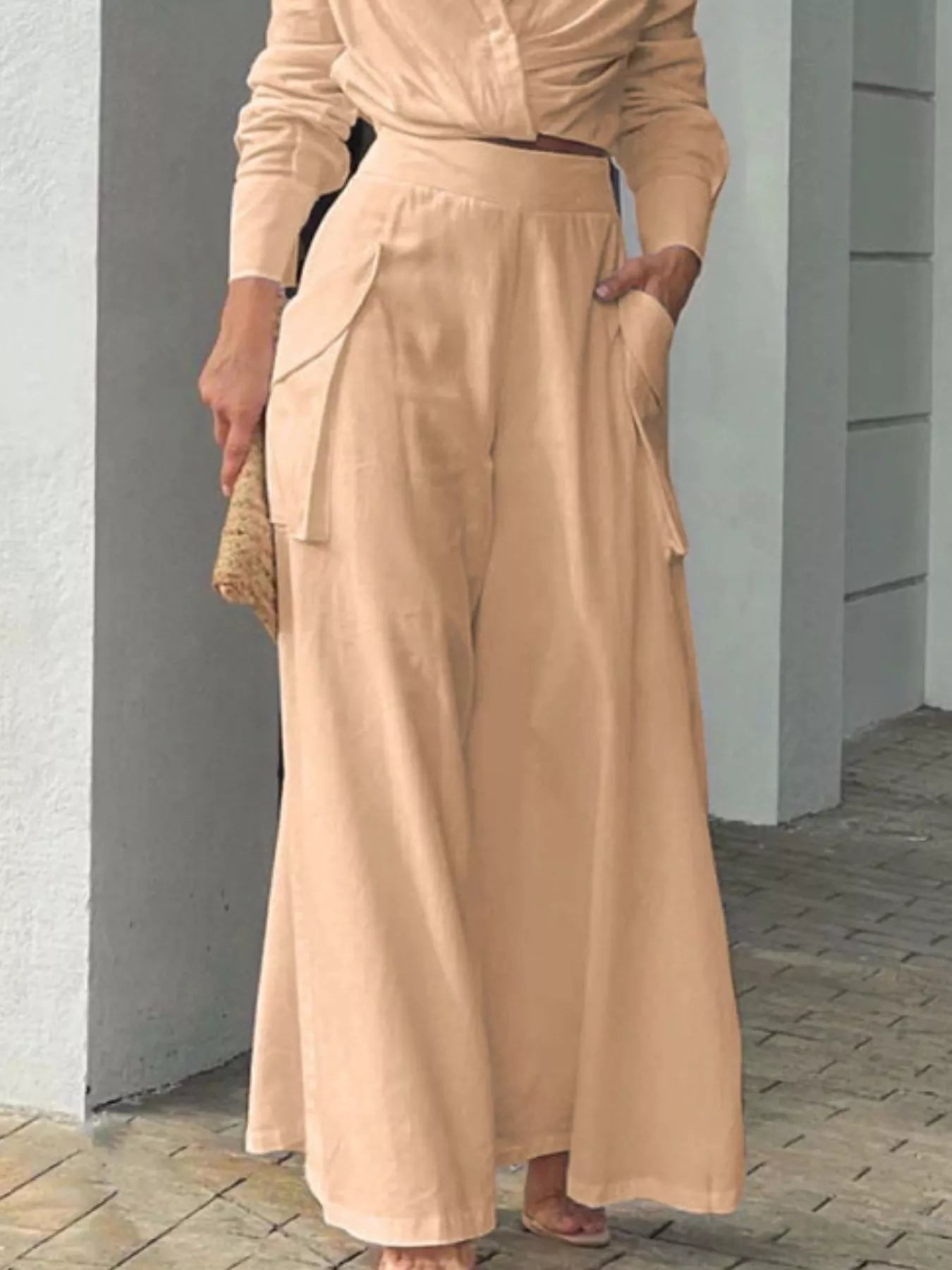 Hazel Blues® |  Long Sleeve Shirt and Wide Leg Pants Set