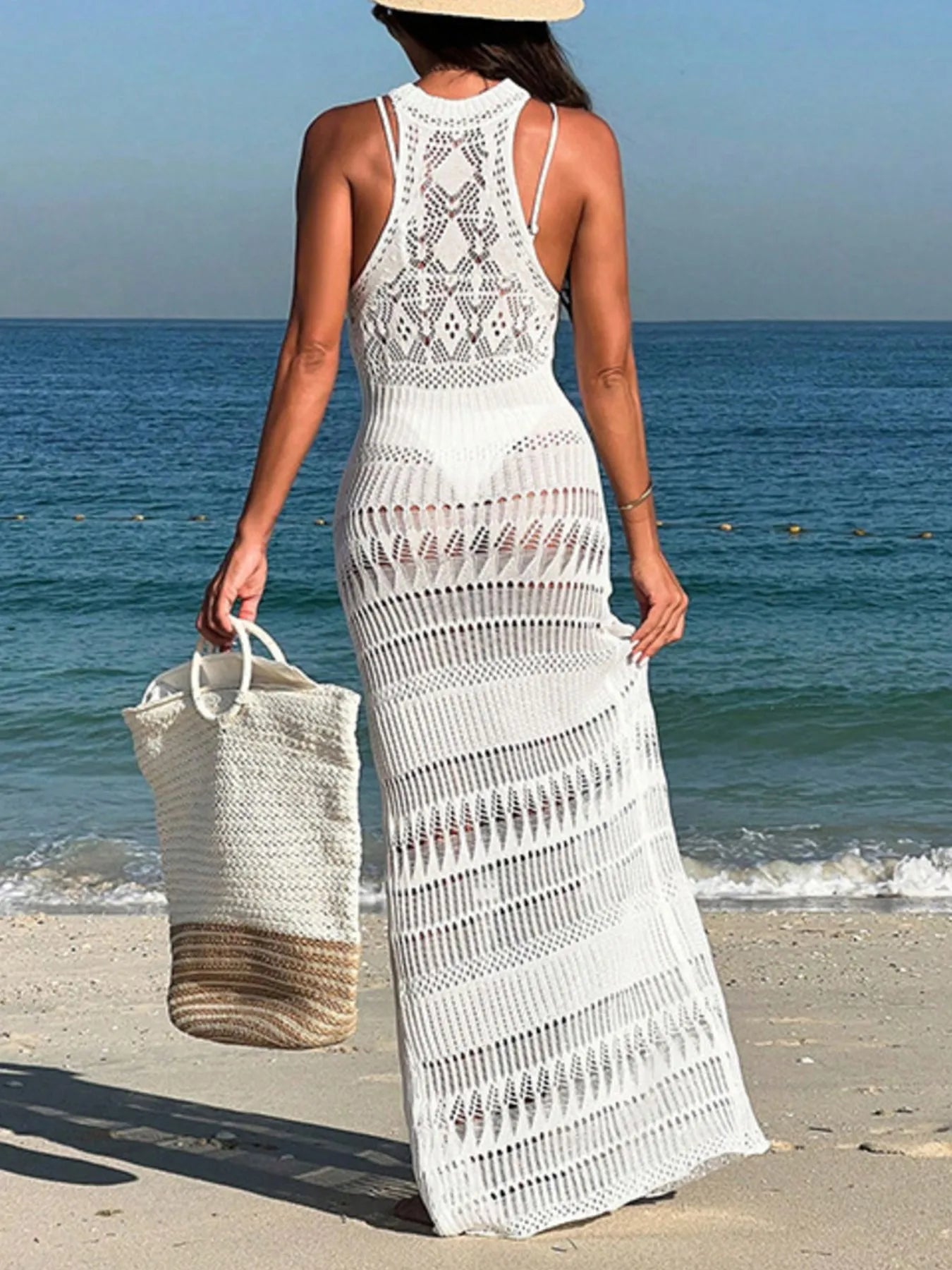 Hazel Blues® | Crochet Sleeveless Split Cover-Up Maxi Dress