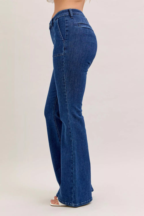 Hazel Blues® |  Judy Blue High Waist Flare Jeans with Front Patch Pockets