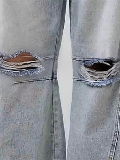 Hazel Blues® |  Distressed Wide Leg Jeans