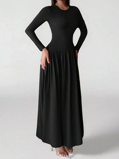 Hazel Blues® |  Long Sleeve Ruched A-Line Maxi Dress