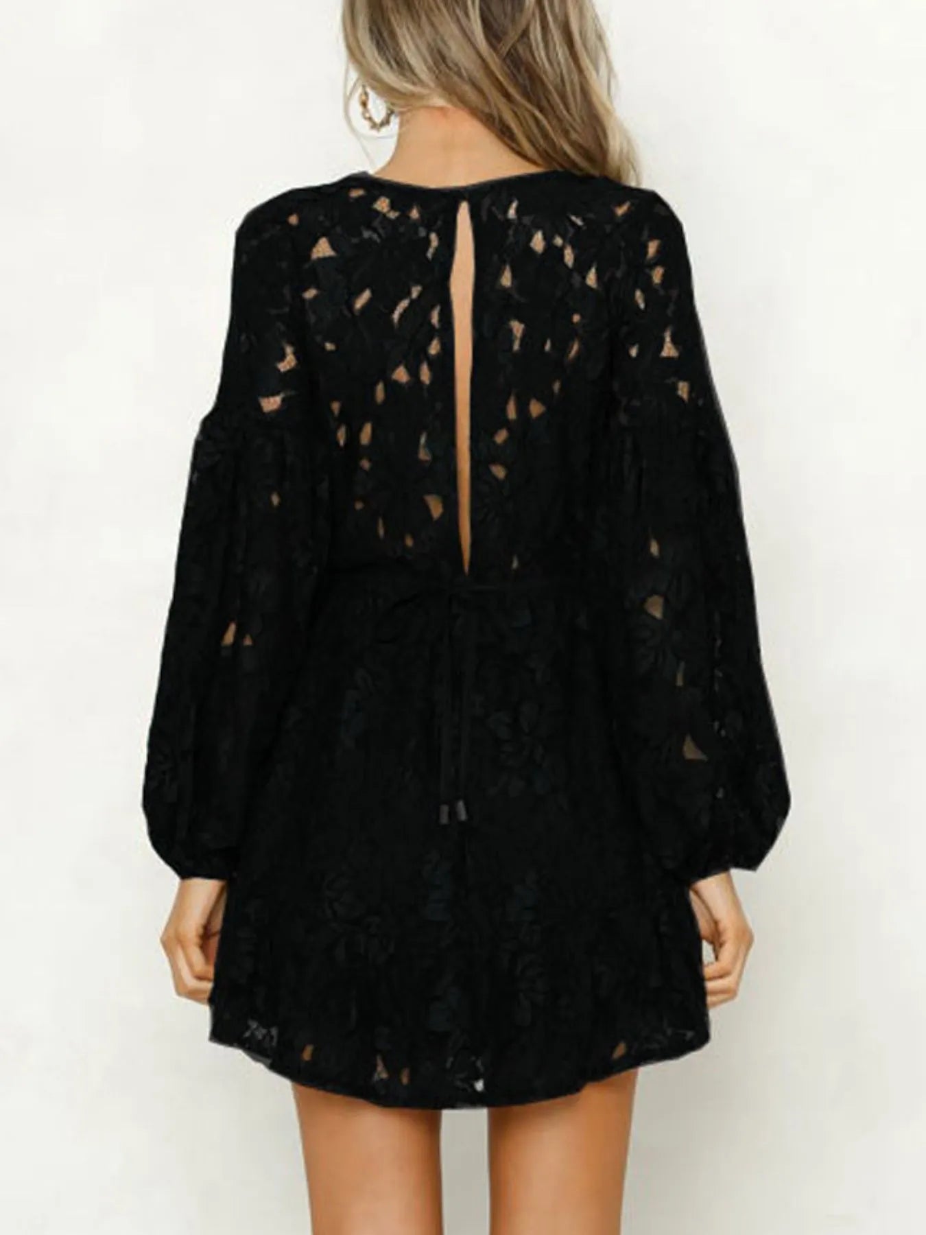 Hazel Blues® |  Lace V-Neck Long Sleeve Mini Dress