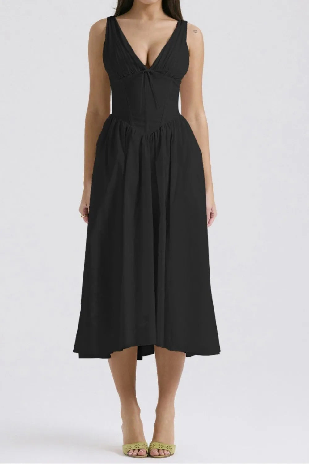 Hazel Blues® |  Ruched V-Neck Sleeveless Dress with Pockets