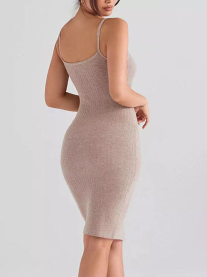 Hazel Blues® |  Ribbed Button-Front Bodycon Sweater Dress