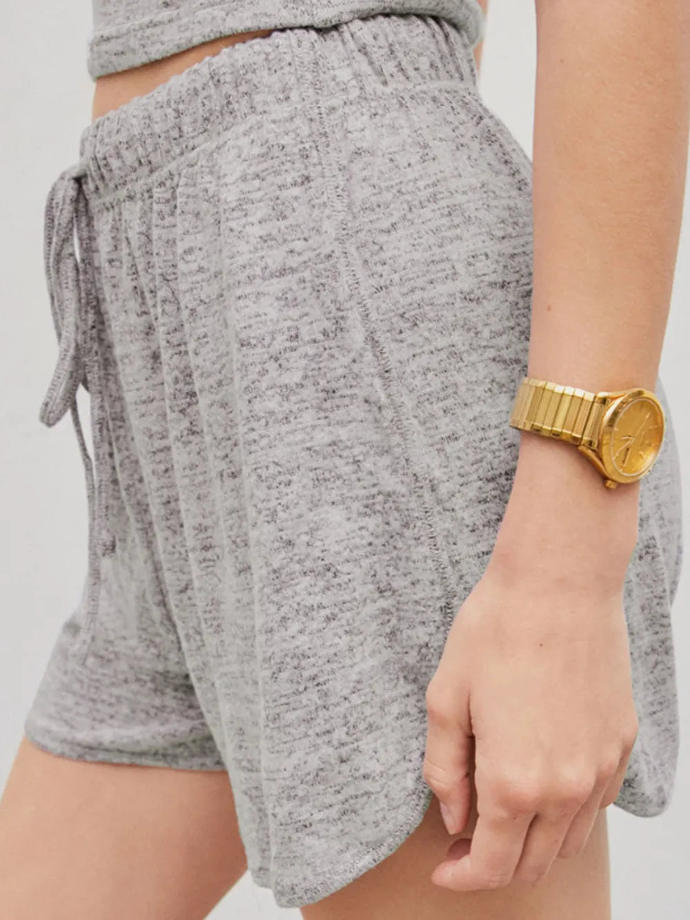 Hazel Blues® |  Quarter Button Sleeveless Top and Drawstring Shorts Lounge Set