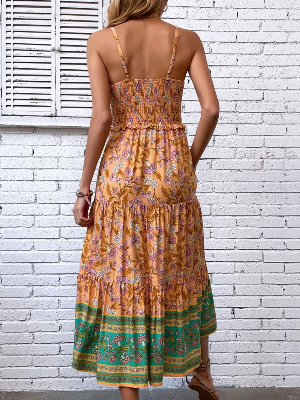 Hazel Blues® |  Printed Square Neck Midi Cami Dress