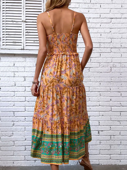 Hazel Blues® |  Printed Square Neck Midi Cami Dress