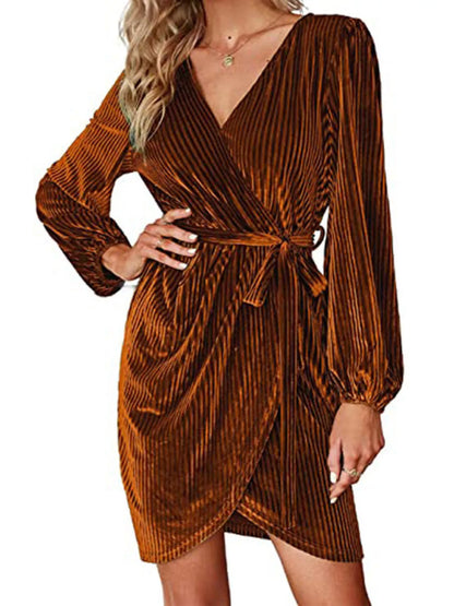 Hazel Blues® |  Surplice Long Sleeve Tie Waist Dress