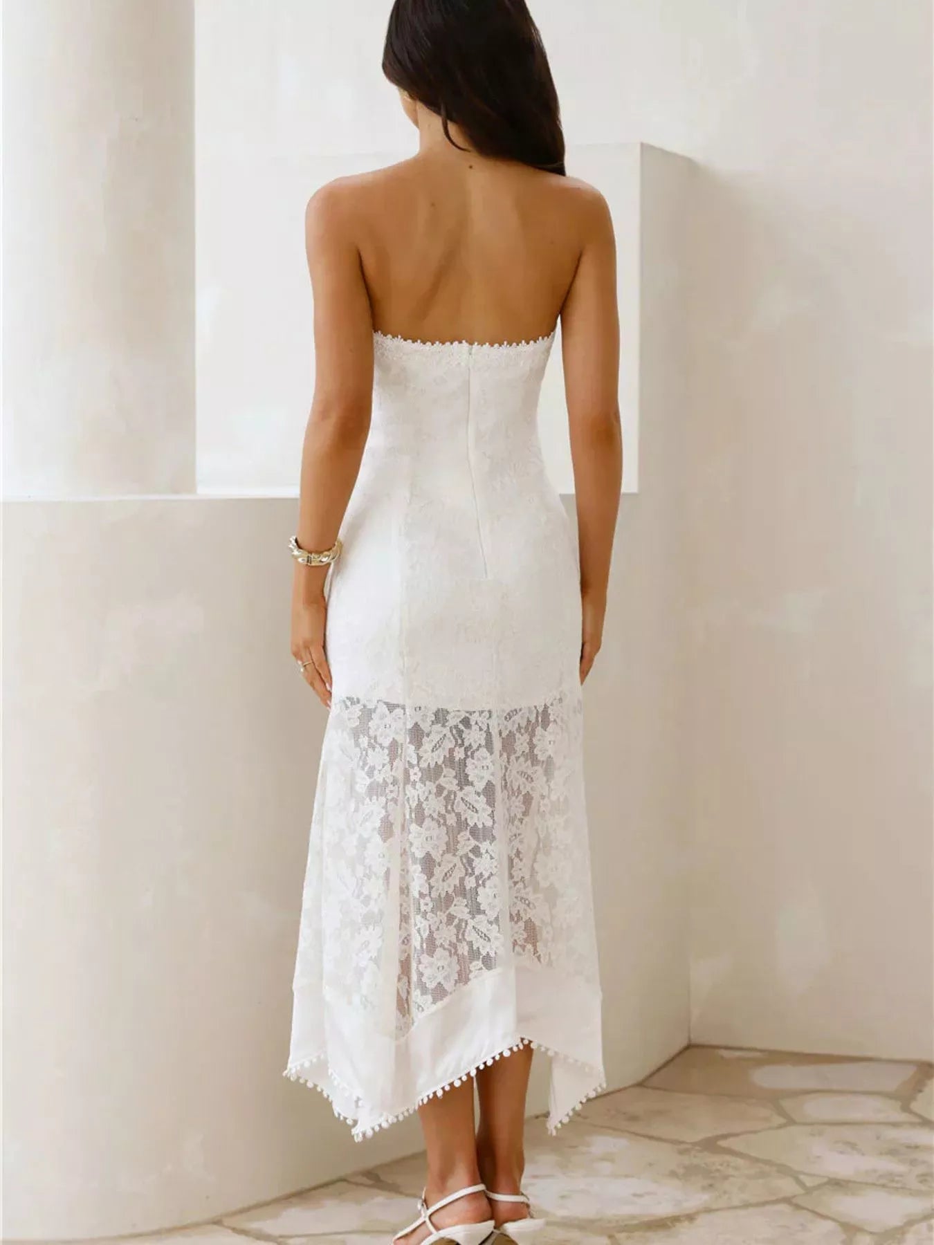 Hazel Blues® |  Elegant Lace Strapless Midi Dress